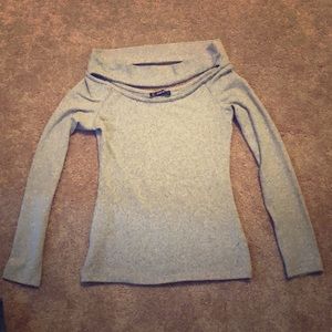 Grey sweater with shoulder cutout